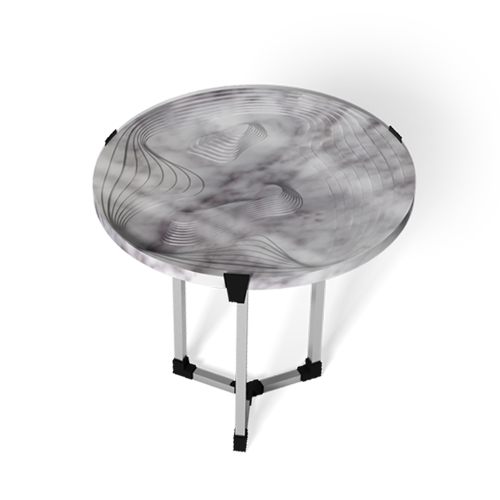 Maison & Maison, designer et créateur en marbre,  présente sa collection sur mesure de tables basses et d'appoint mélangeant marbre et impression 3D sur le thème « Topographie » : Nord
